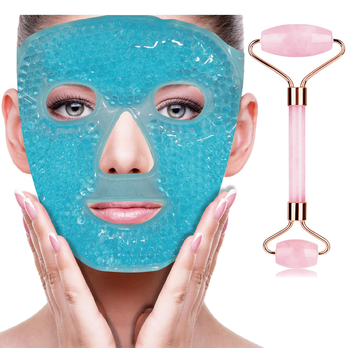 ZNÖCUETÖD Ice Face Jade Roller and Mask Set front view