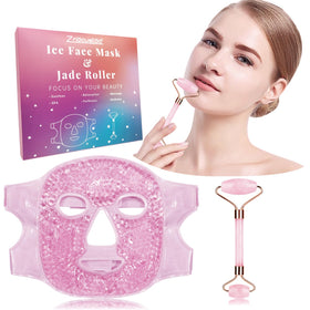 ZNÖCUETÖD jade roller front view with rose quartz finish