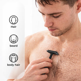 ZOMCHI Double Edge Safety Razor in hand for demonstration