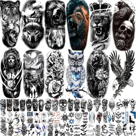 Zomme 82 sheets temporary tattoos featuring skull designs