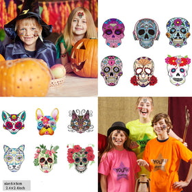 Zomme Halloween temporary face tattoos displayed on a table
