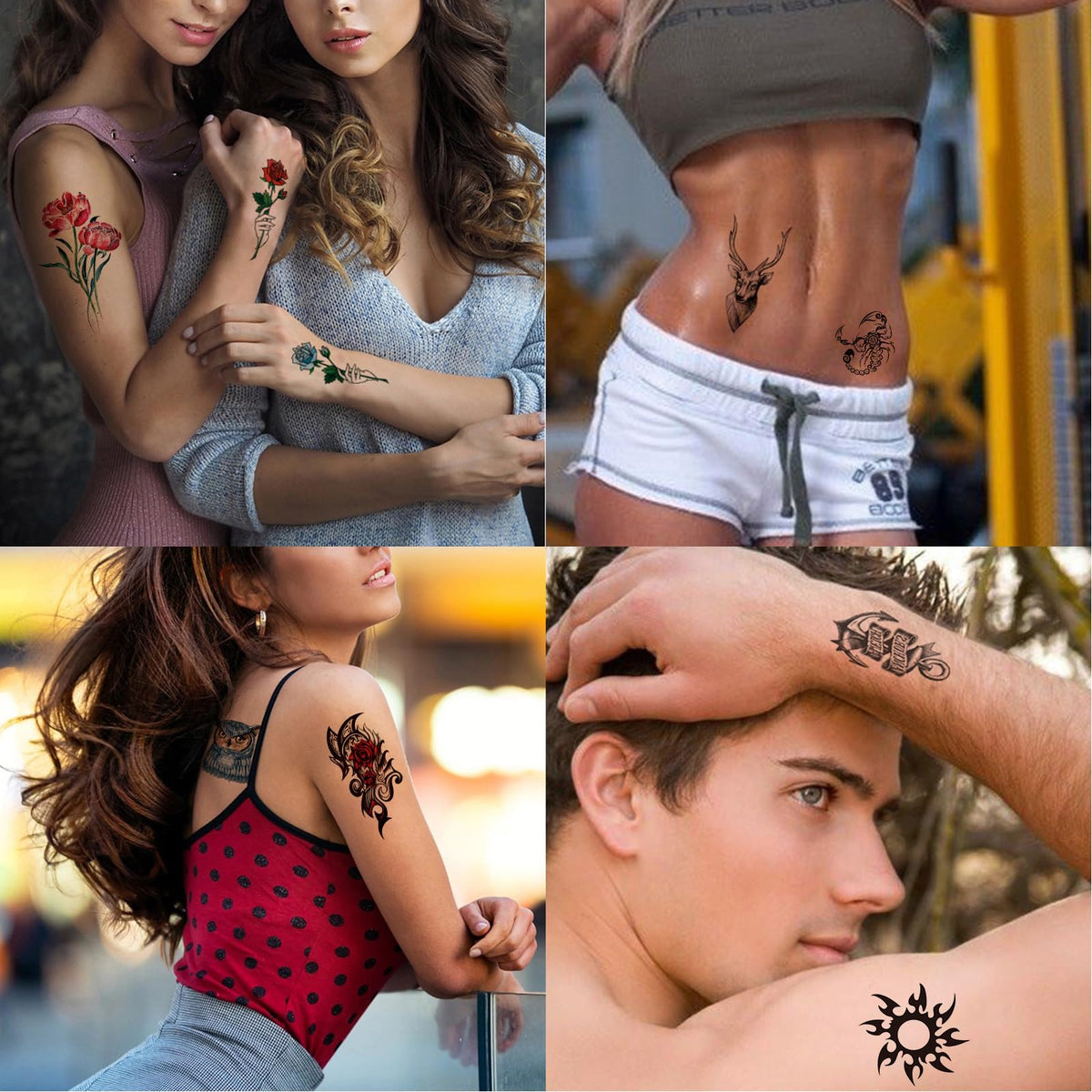 Zomme temporary tattoos collection including floral and tribal designs