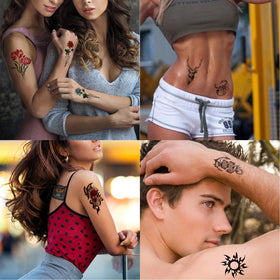 Zomme temporary tattoos collection including floral and tribal designs