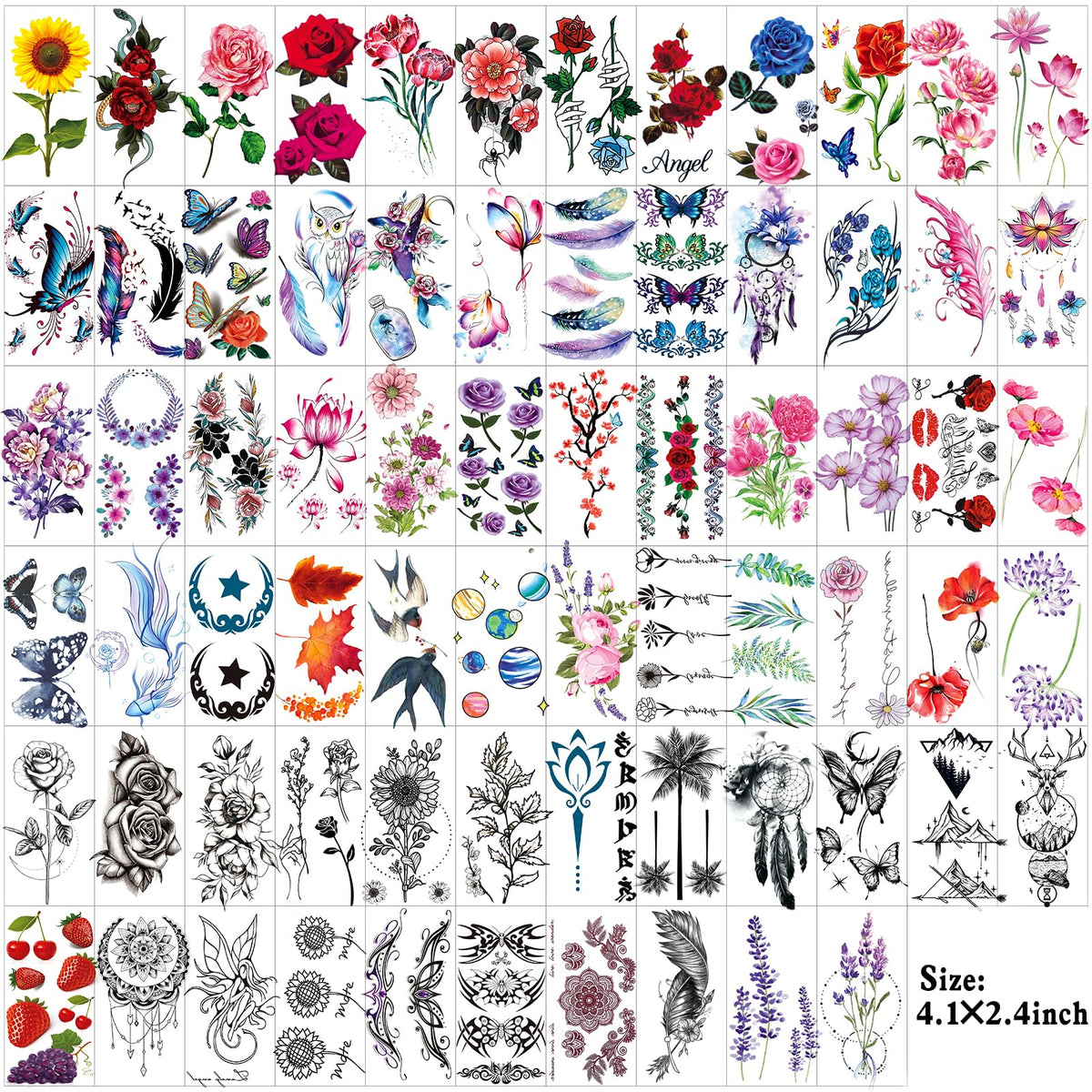 Zomme temporary tattoos with butterflies and flowers