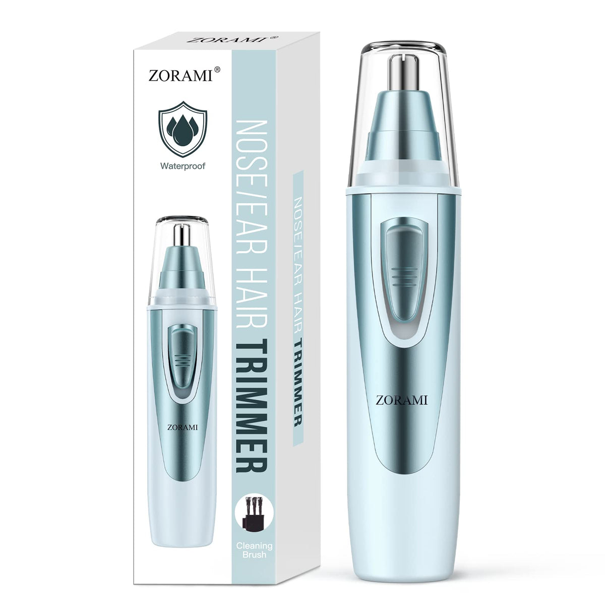 ZORAMI Ear and Nose Hair Trimmer front view with stainless steel finish
