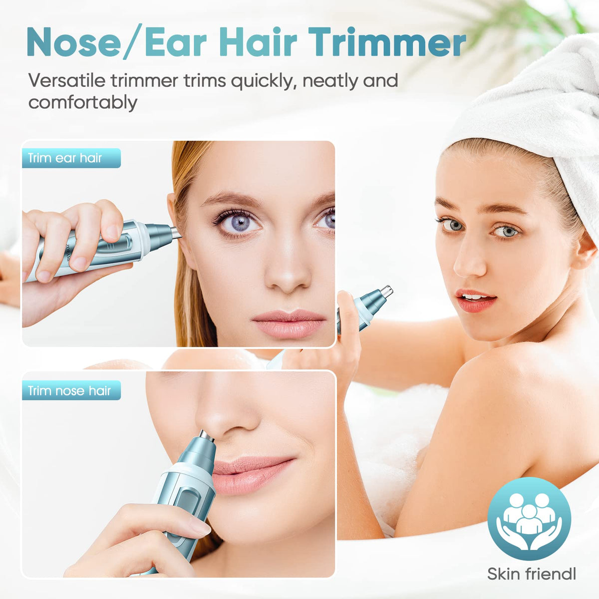 ZORAMI Ear and Nose Hair Trimmer side view showing dual-edge blades