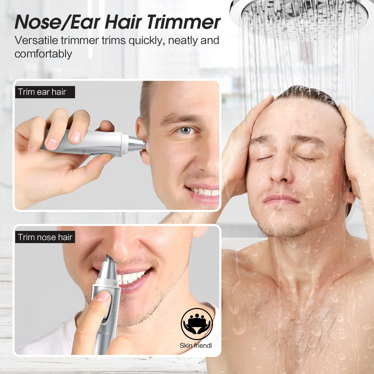 ZORAMI Ear and Nose Hair Trimmer side view showing stainless steel design
