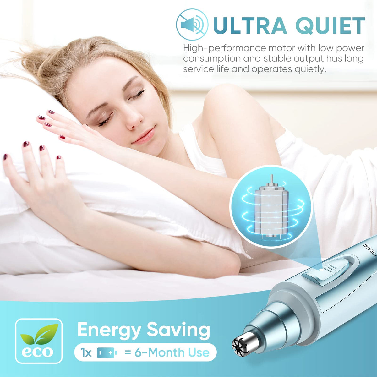 ZORAMI Ear and Nose Hair Trimmer with battery compartment open