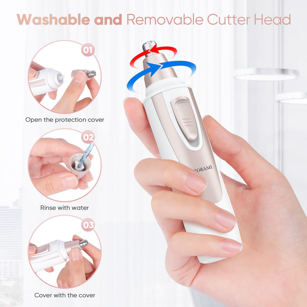ZORAMI Ear and Nose Hair Trimmer with dust-proof cover