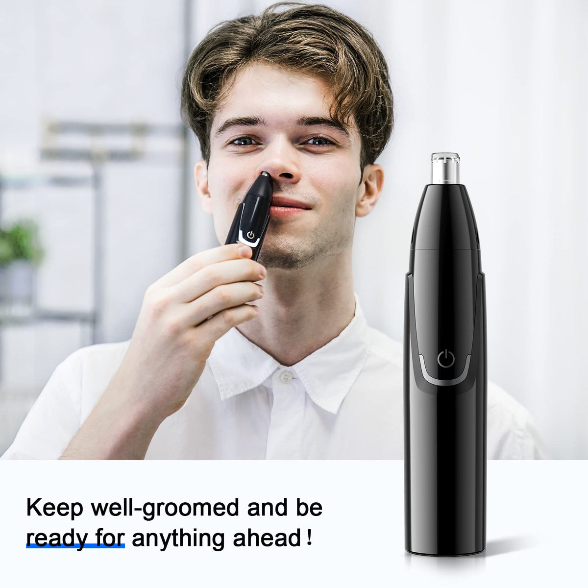 ZORAMI Nose Hair Trimmer close-up of dual-edge blades