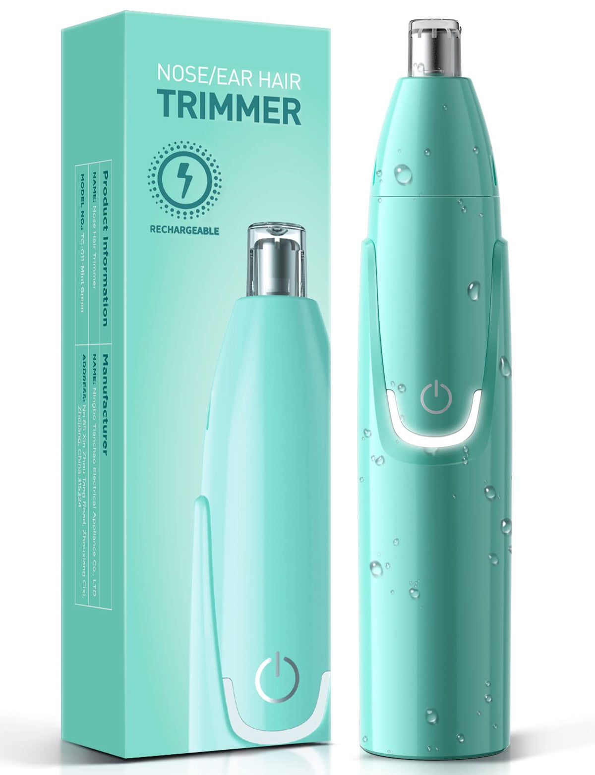 ZORAMI Rechargeable Ear and Nose Hair Trimmer mint green front view