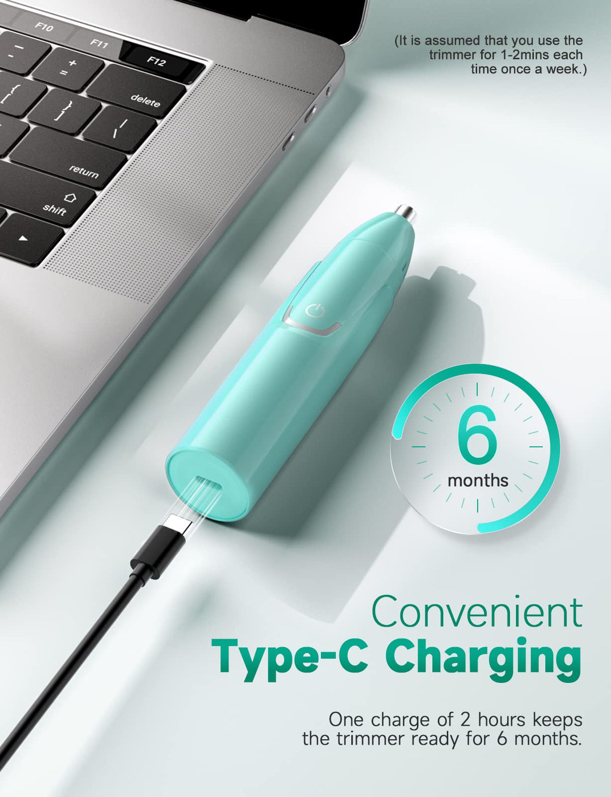 ZORAMI Rechargeable Ear and Nose Hair Trimmer mint green side view