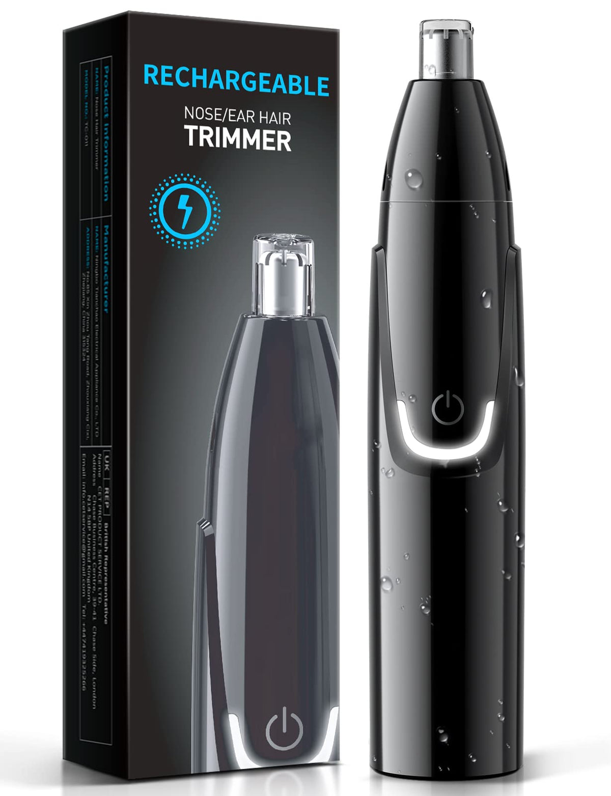 ZORAMI Rechargeable Nose Hair Trimmer front view, black