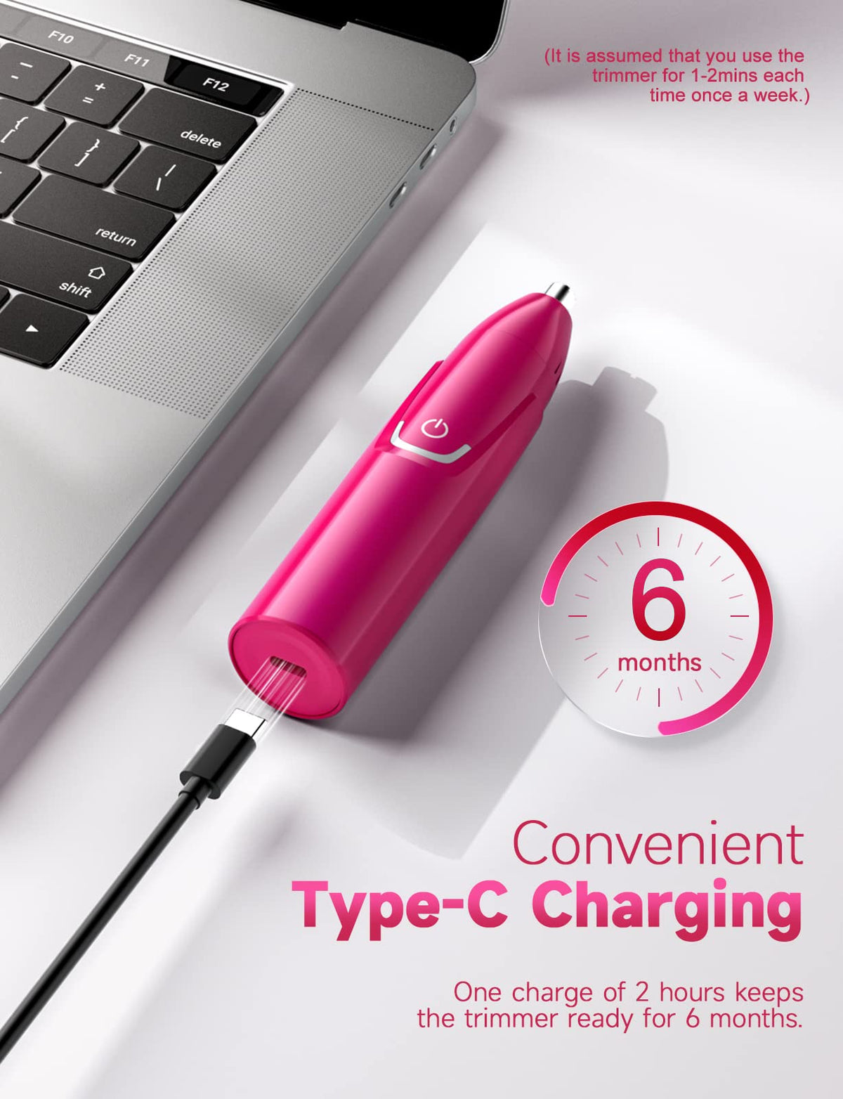 ZORAMI trimmer showing USB C charging port