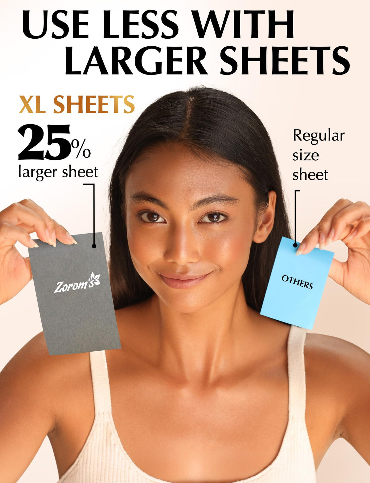 ZOROM'S XL Oil Blotting Sheets being used on face
