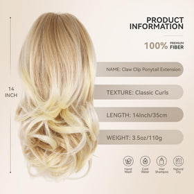 ZQIAN BEAUTY 14 Inch Blonde Ponytail Extension side view