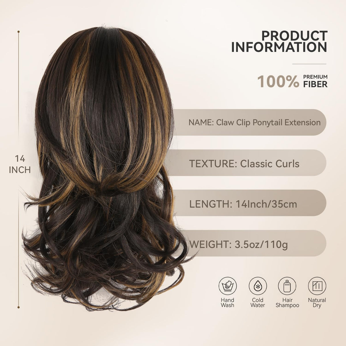ZQIAN BEAUTY 14 Inch Clip in Ponytail Extension claw clip detail