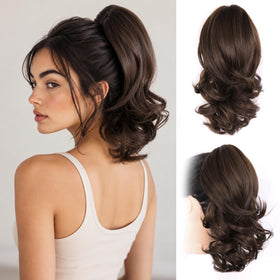 ZQIAN BEAUTY 14 Inch Layered Wave Ponytail Extension front view
