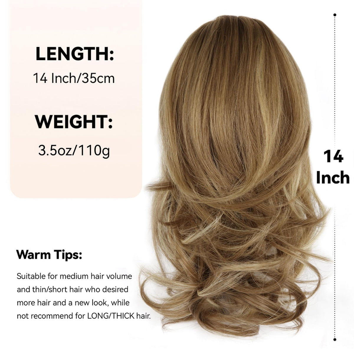 ZQIAN BEAUTY 14 Inch Ponytail Extension styled on a model