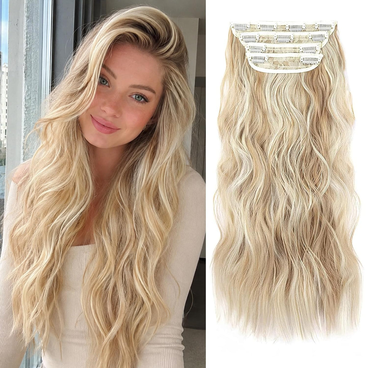 ZQIAN BEAUTY 20-inch clip-in hair extensions front view