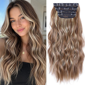ZQIAN BEAUTY 20-inch wavy clip-in hair extensions front view