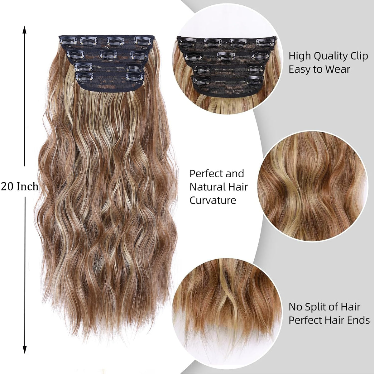 ZQIAN BEAUTY 20-inch wavy hair extensions styled in hair