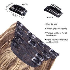 ZQIAN BEAUTY 20 Inches Wavy Clip-In Hair Extensions close-up of clips