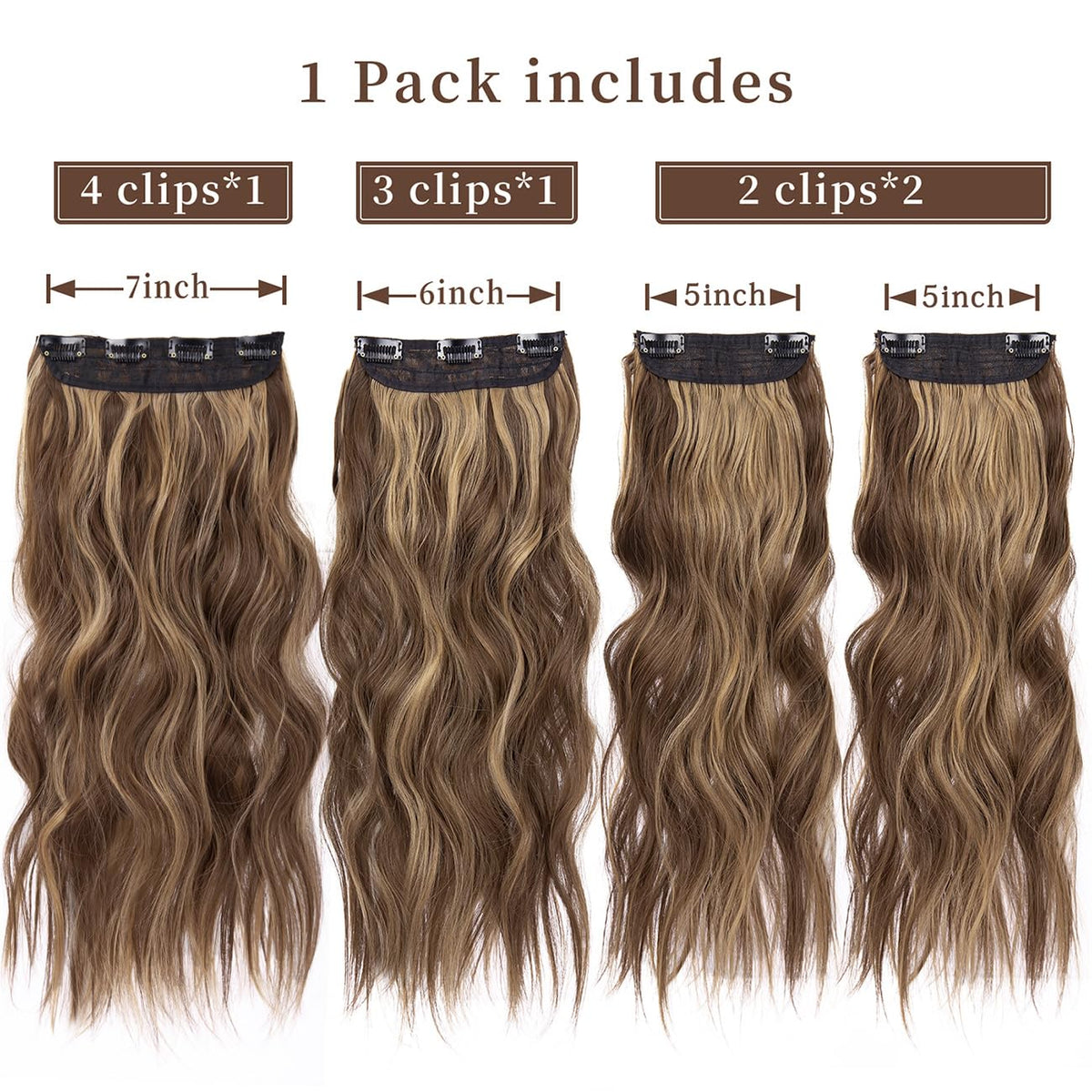 ZQIAN BEAUTY 20 Inches Wavy Clip-In Hair Extensions packaging
