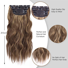 ZQIAN BEAUTY 20 Inches Wavy Clip-In Hair Extensions styled on model