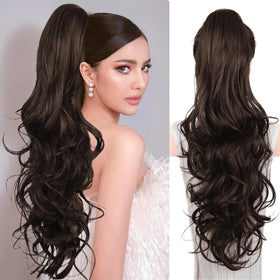 ZQIAN BEAUTY 26 Inch Wavy Clip on Ponytail Extension front view
