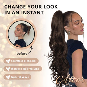 ZQIAN BEAUTY 26 Inch Wavy Ponytail Extension in packaging