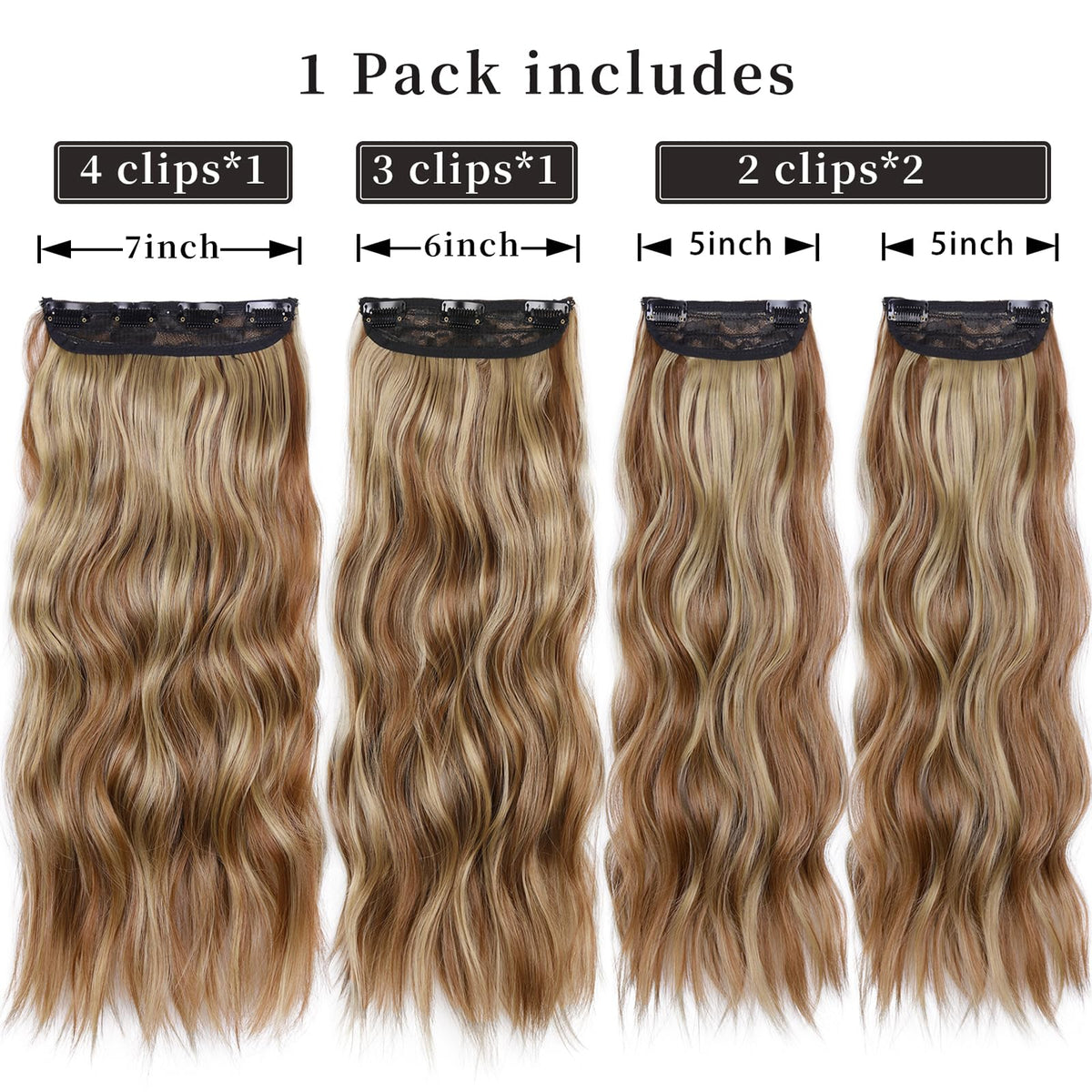 ZQIAN BEAUTY clip-in hair extensions packaging with contents