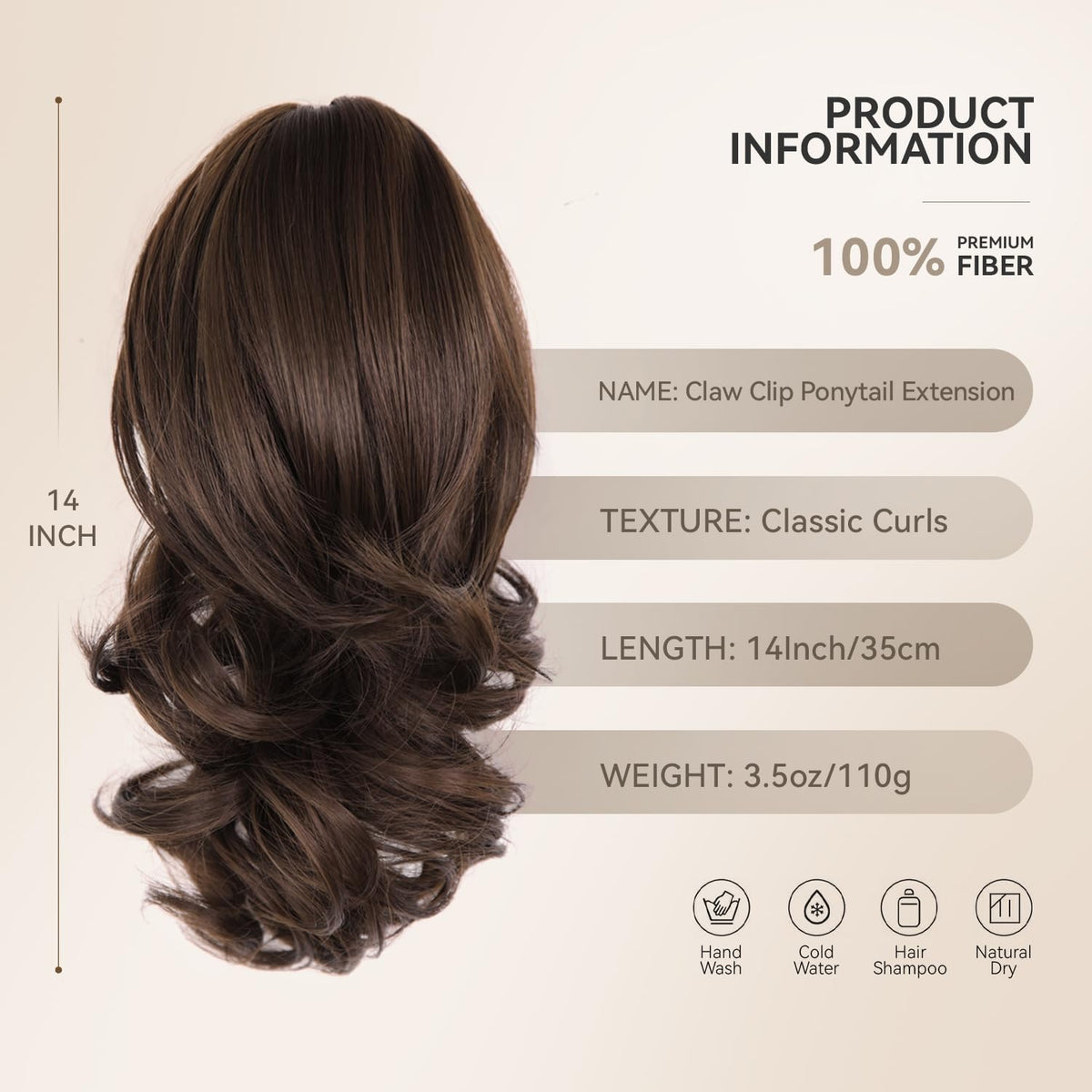 ZQIAN BEAUTY Clip in Ponytail side view showing claw clip