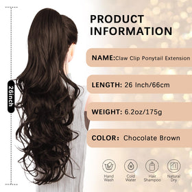 ZQIAN BEAUTY ponytail extension showing claw clip attachment