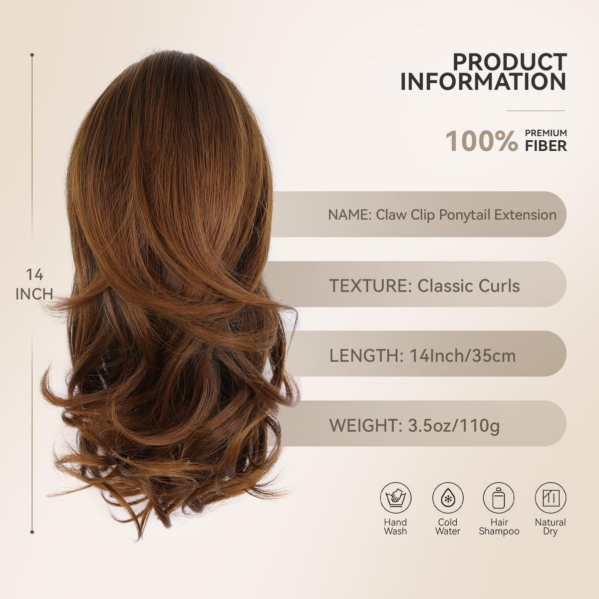 ZQIAN BEAUTY ponytail extension showing soft wavy texture
