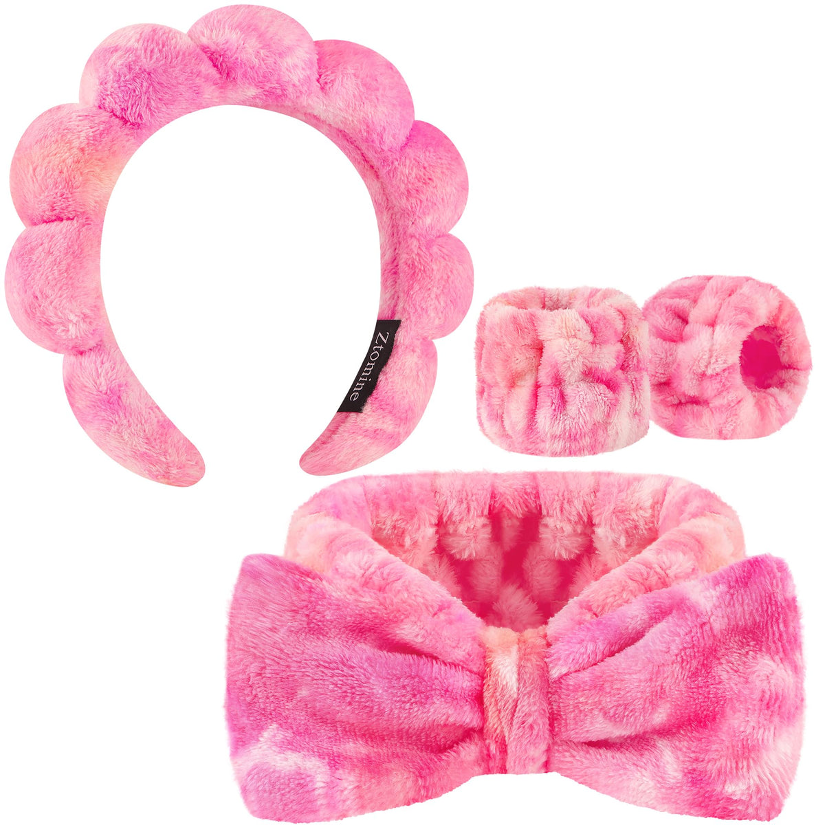 Ztomine headband and wristband set in pink color on a white background
