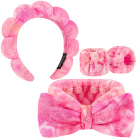 Ztomine headband and wristband set in pink color on a white background
