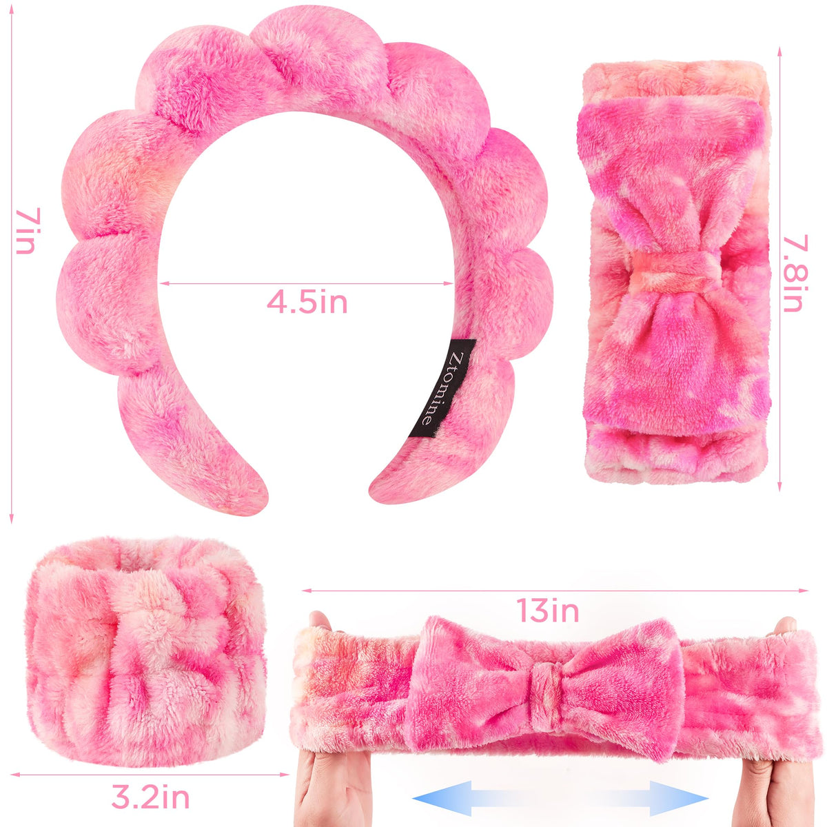 Ztomine headband being worn while applying skincare products