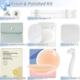 ZULEENN Bridal Emergency Kit leather jewelry pouch and transparent box