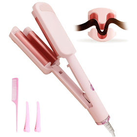 ZWIKAGEF Deep Beach Waver Curling Iron front view in pink